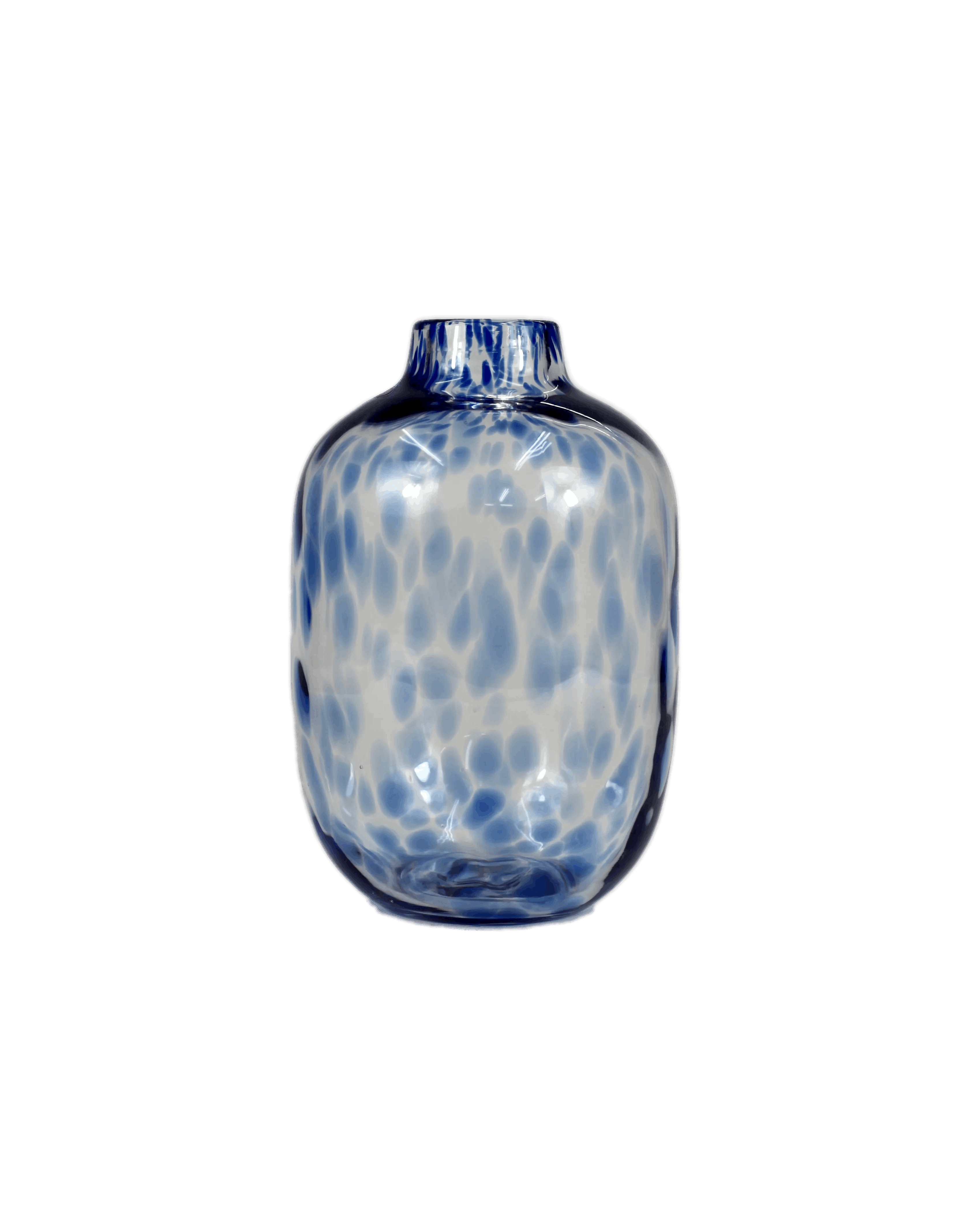 Large Blue Speckled Glass Vase