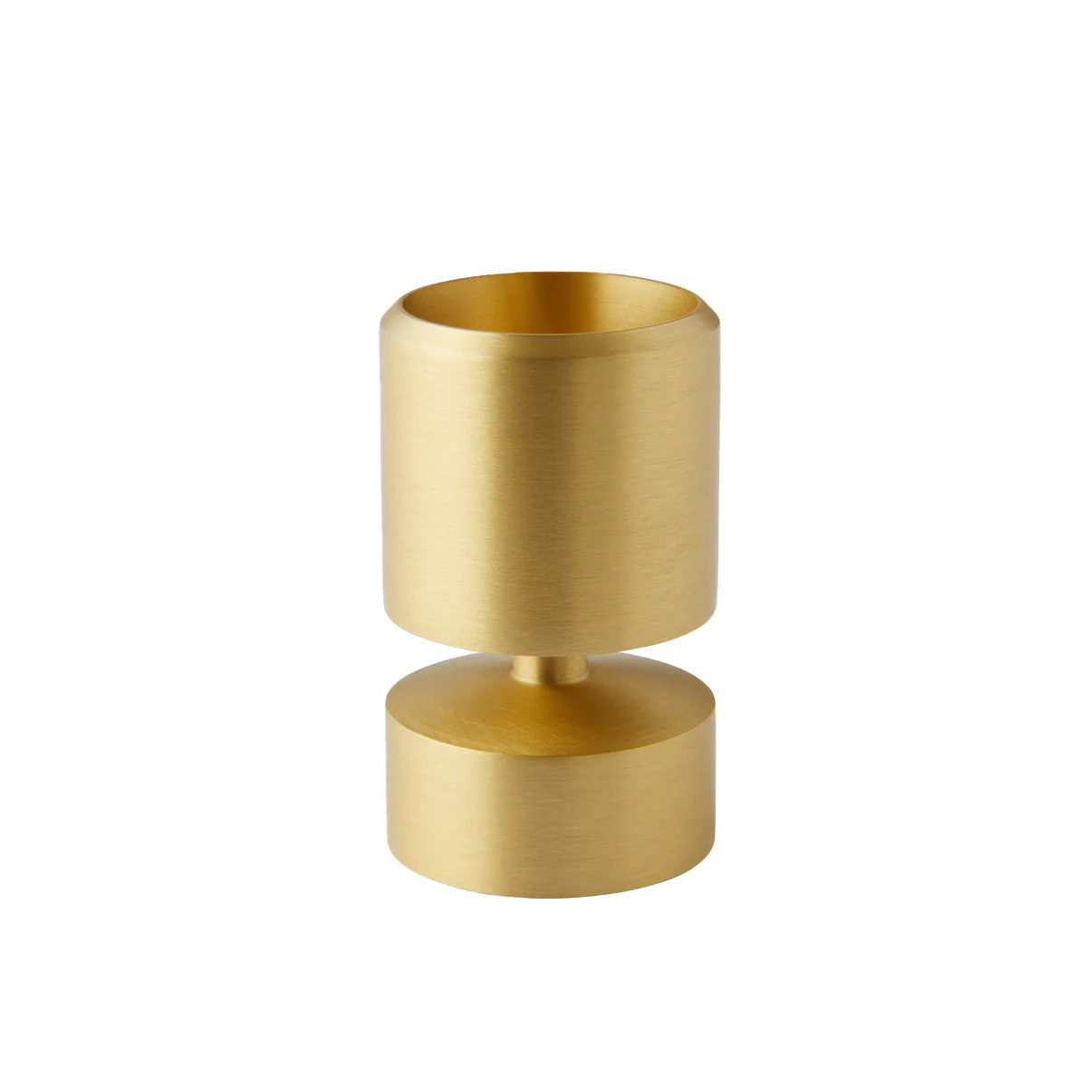 Gold cylindrical object on a white background