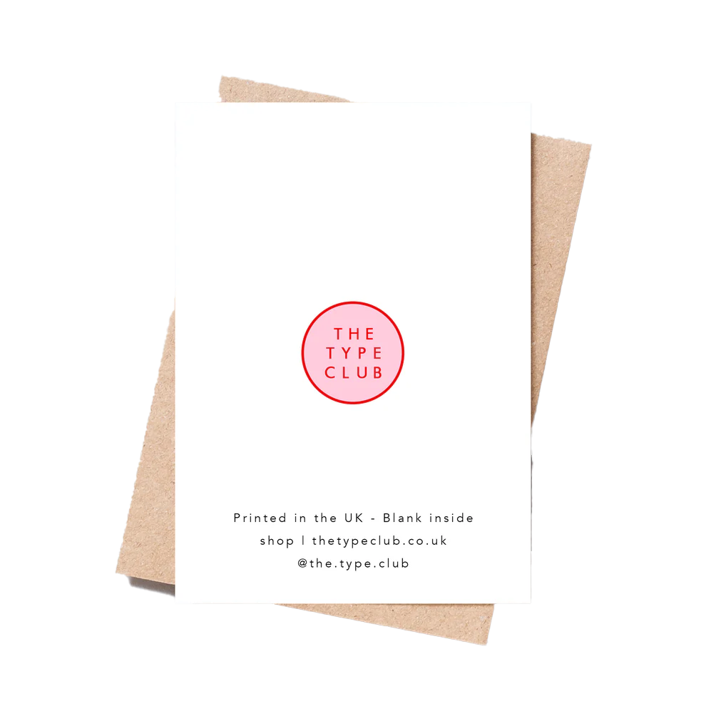 Card with 'The Type Club' logo and text on a white background