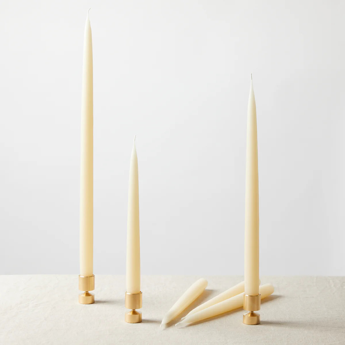 Hourglass Dinner Candle Holder - Satin Brass